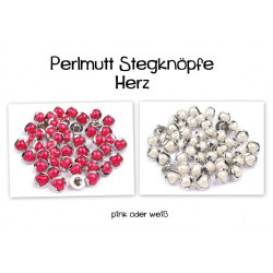 Stegknöpfe Herzchen - weiß oder pink